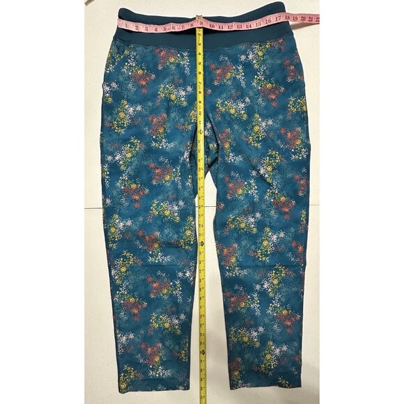 Lands' End Everyday Active Leggings Baltic Teal Color Splotches Zip Pockets Sz L - Picture 7 of 9